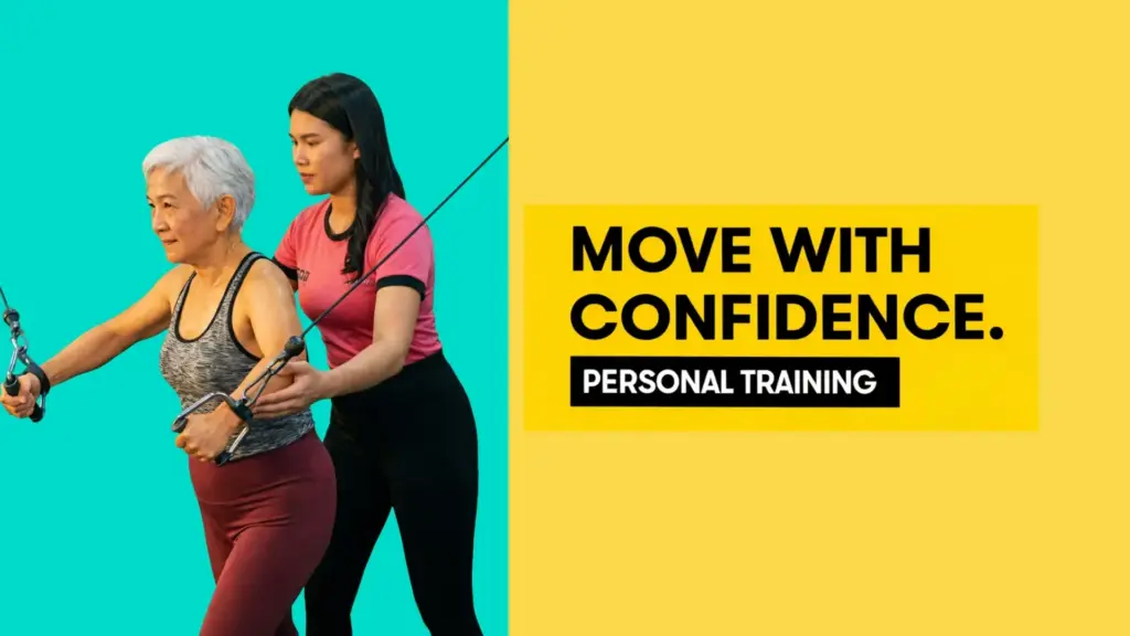 A GoFit trainer assisting a senior lady | Blog exercise for seniors